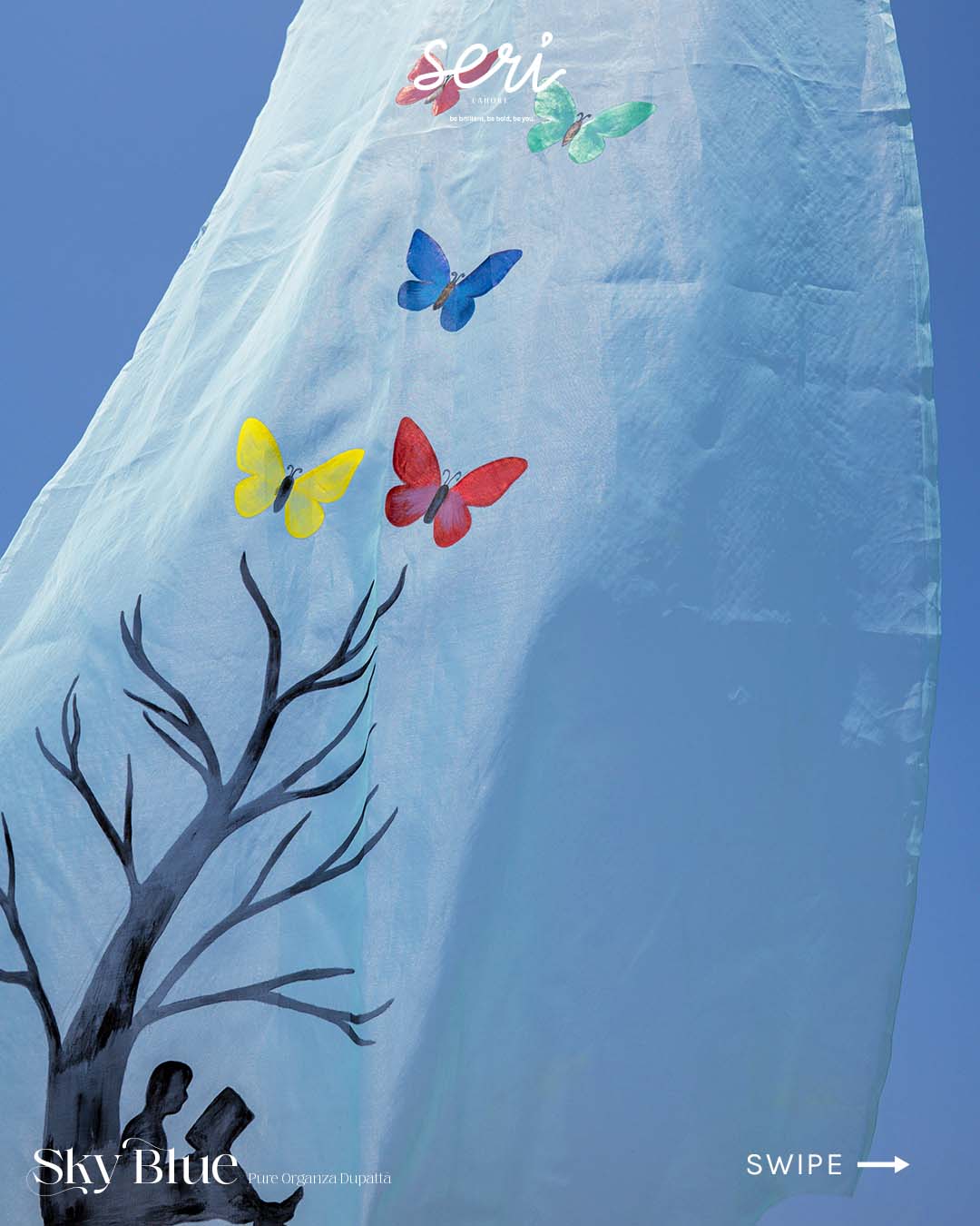 Flying Butterflies • Organza Dupatta