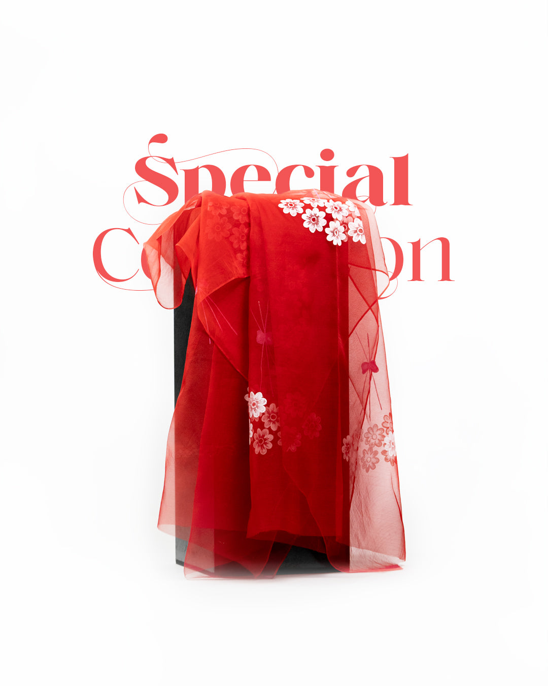 Flowers on Red • Organza Dupatta