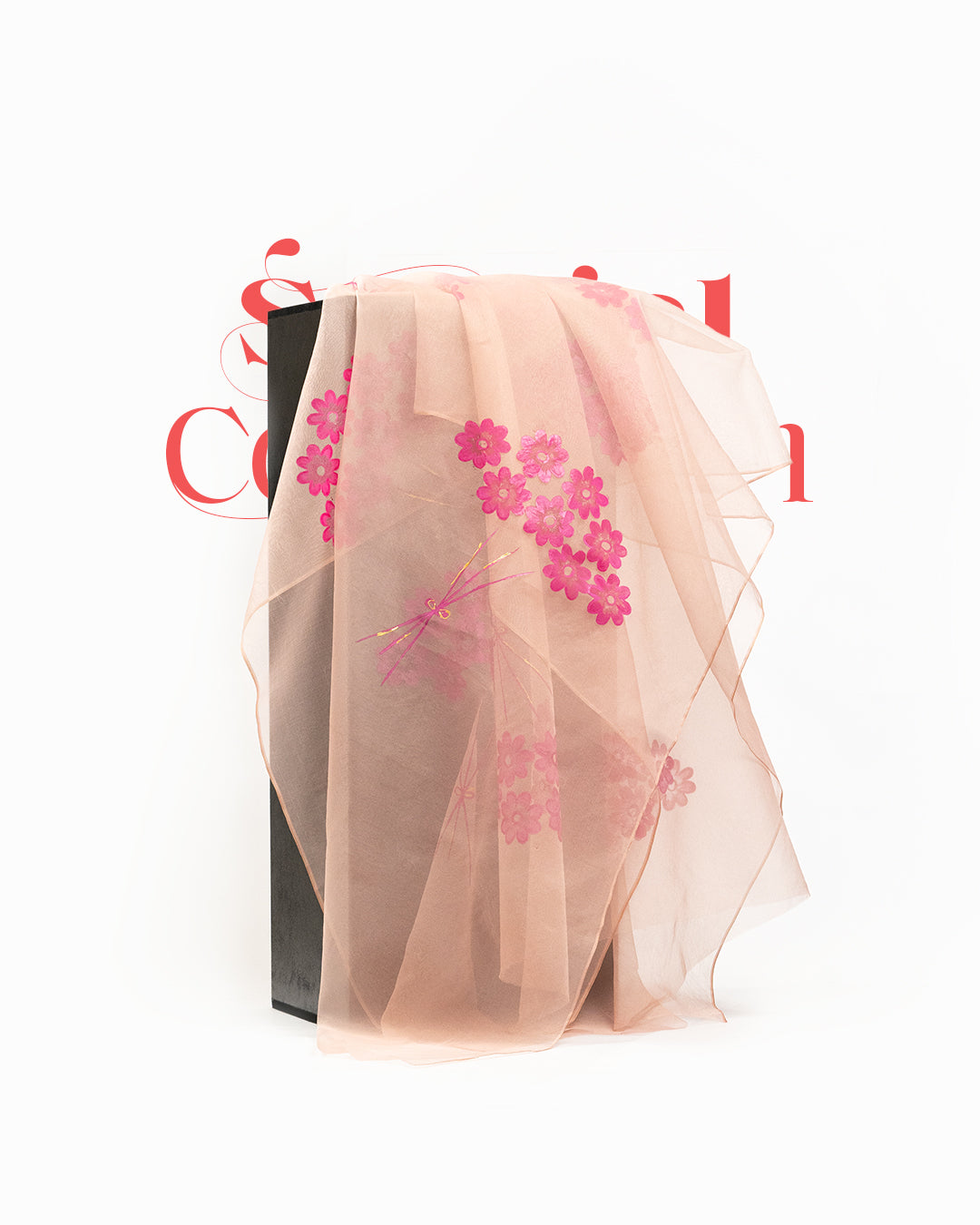 Flowers on Peach • Organza Dupatta