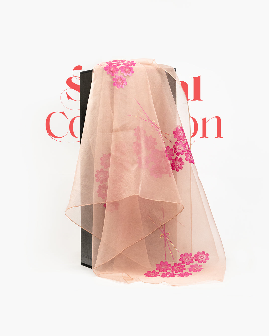 Flowers on Peach • Organza Dupatta