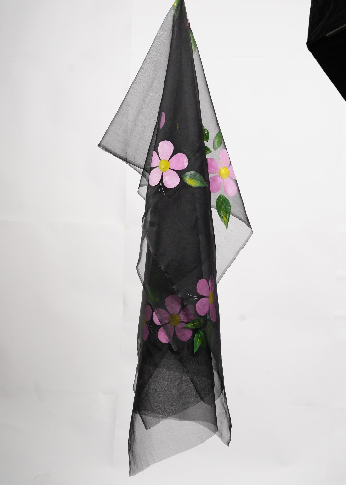 Flowers on Black • Organza Dupatta