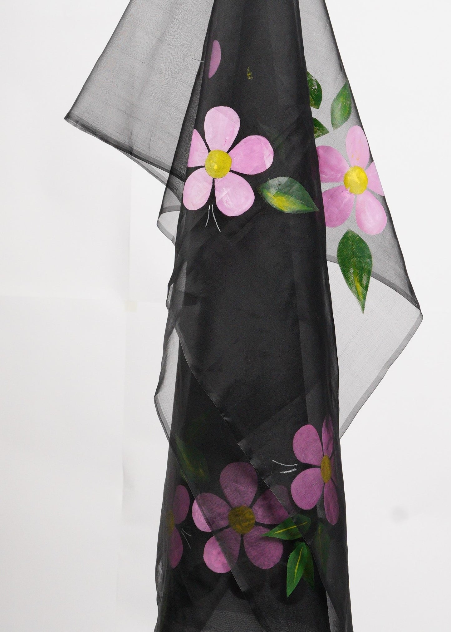 Flowers on Black • Organza Dupatta