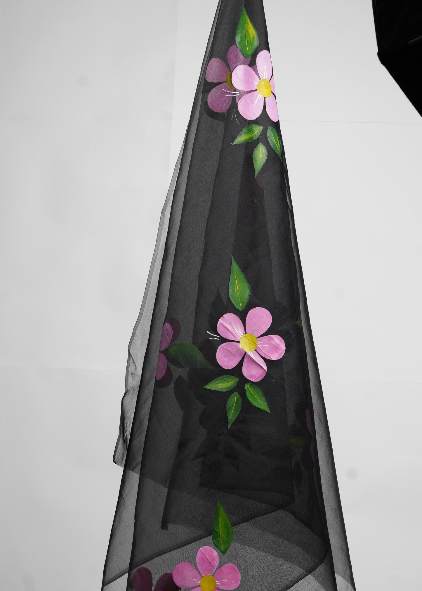 Flowers on Black • Organza Dupatta